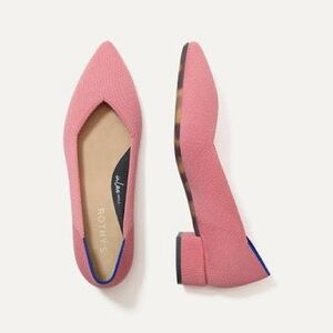 Rothy's Pink Flats with Blue Trim